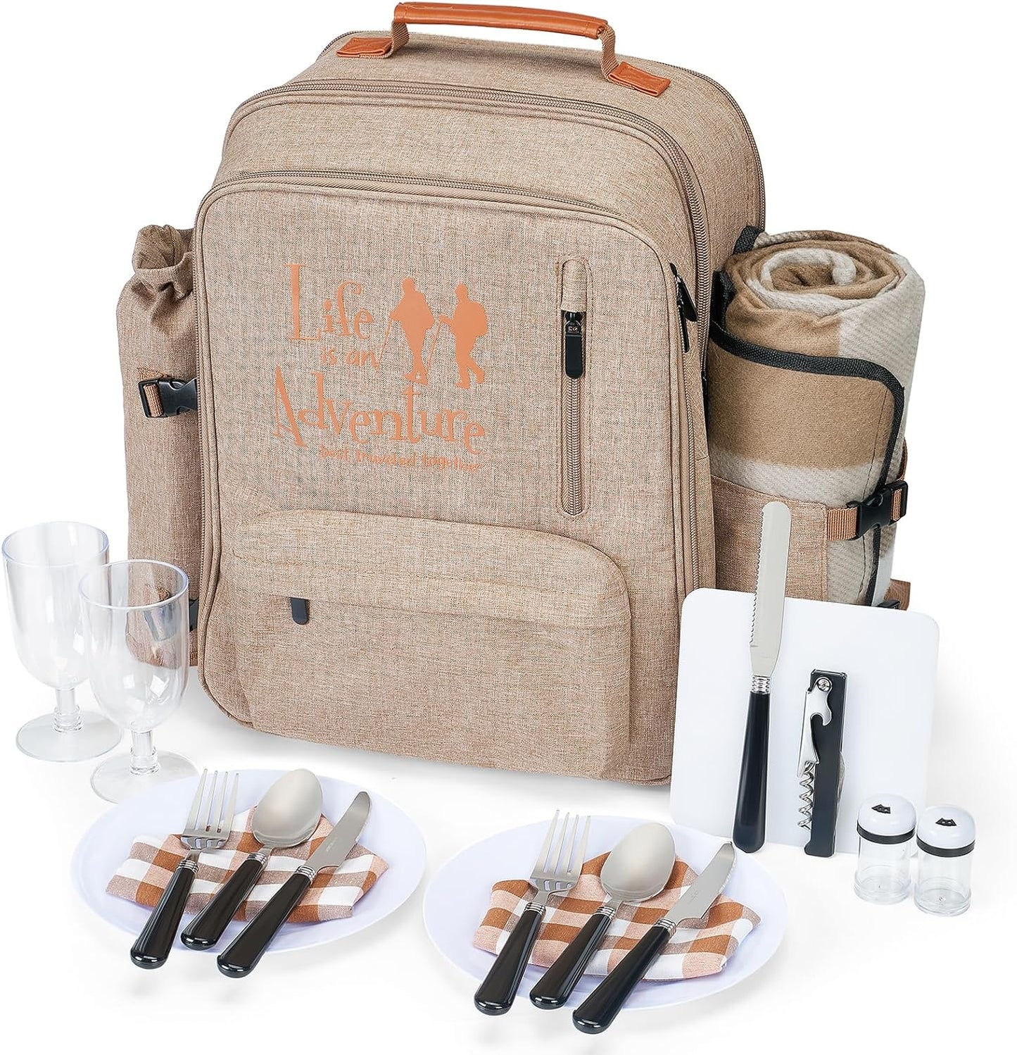 Cesta picnic aislada 24L a prueba fugas marrón claro