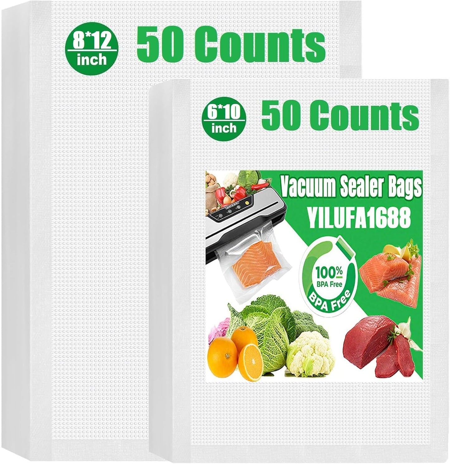 100 Bolsas Selladoras Al Vacío 50uds 6x10 8x12qt