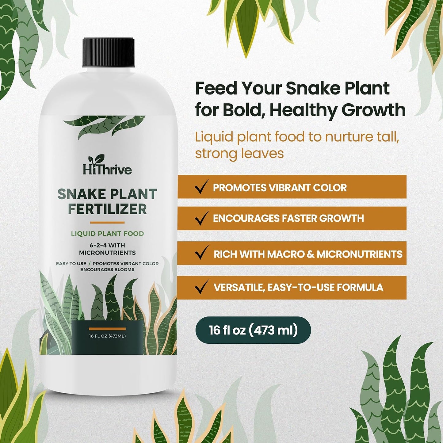 Fertilizante Planta Serpiente 16oz 96gal Hojas Fuertes