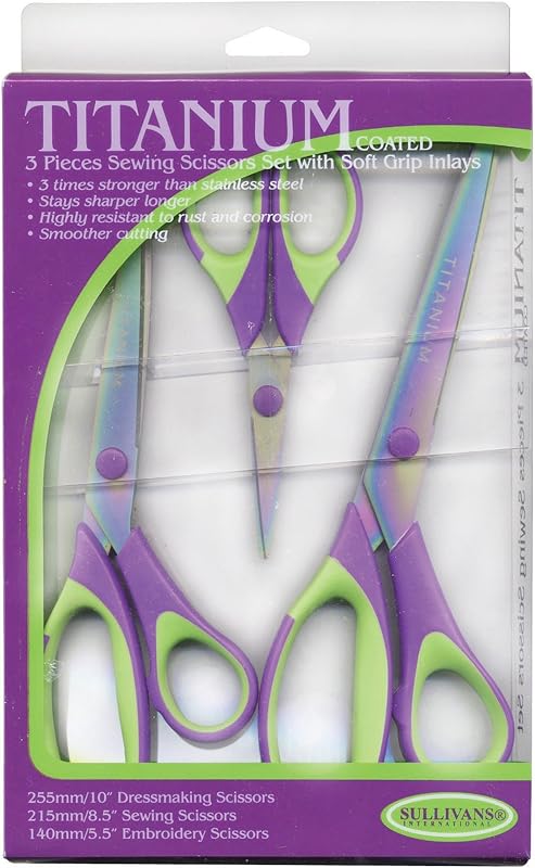 Set 3 tijeras revestimiento titanio color morado