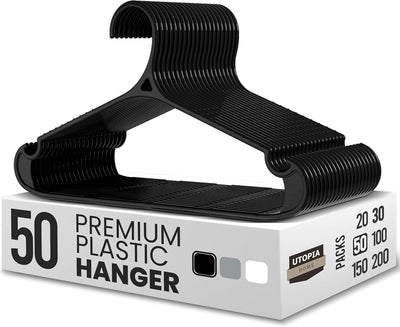 Perchas plástico para ropa duraderas pack 50 negro