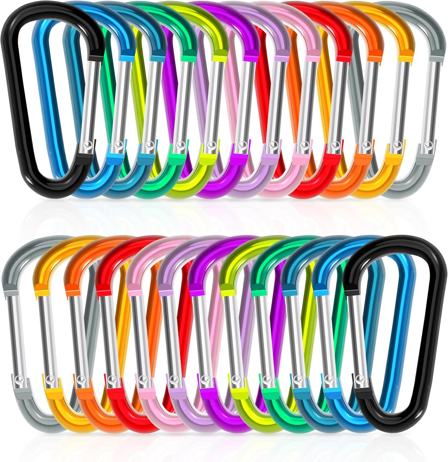 Set 24 Mosquetones Aluminio Clip D Gancho Resorte Camping