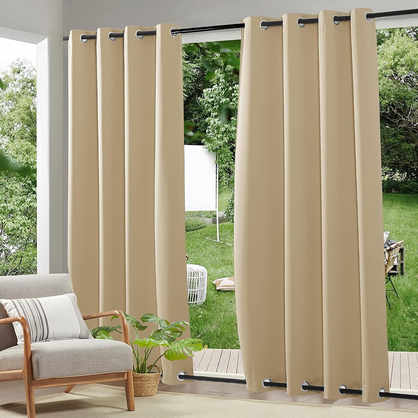 2 Cortinas patio impermeables opacas con aislamiento