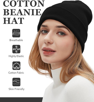 Gorro algodón unisex con puños para otoño e invierno