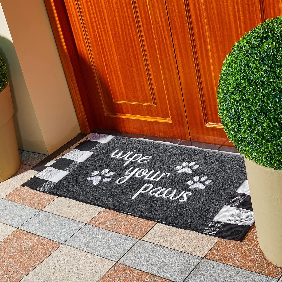 Tapete entrada 24x36pulg antiderrap texto Wipe Your Paws