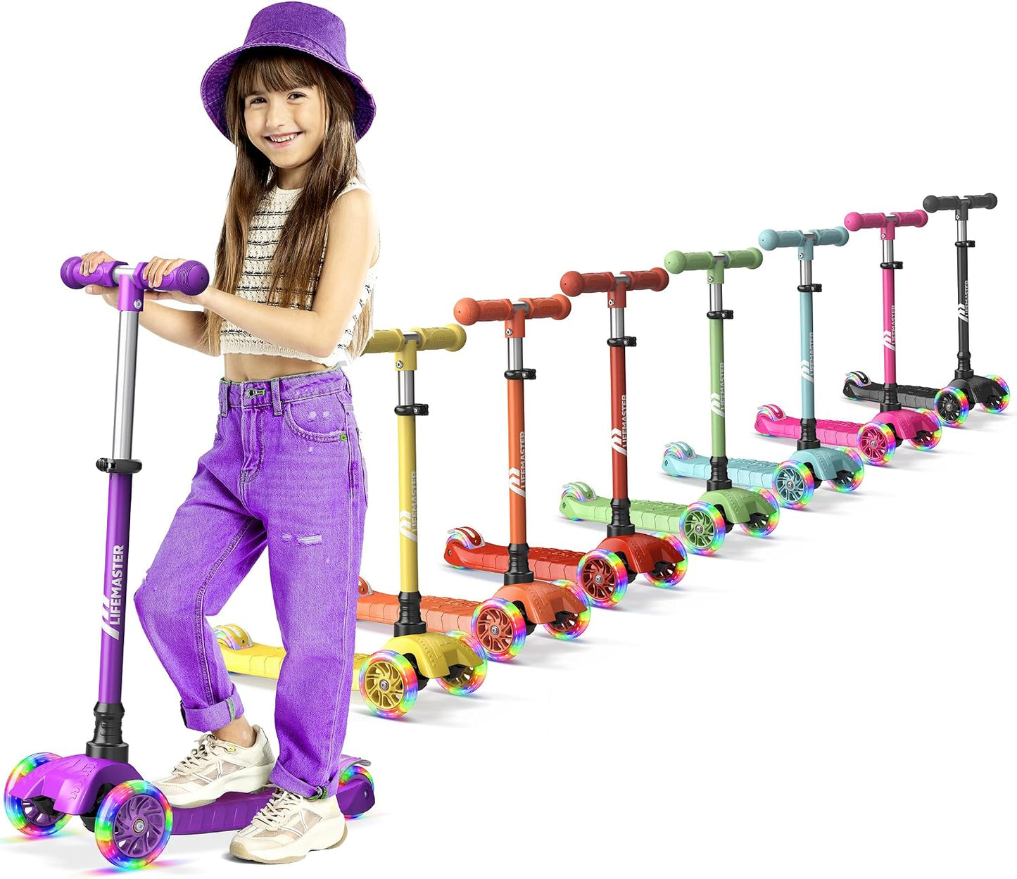 Monopatín niños 3 ruedas luces coloridas ajustable deck antiderrap