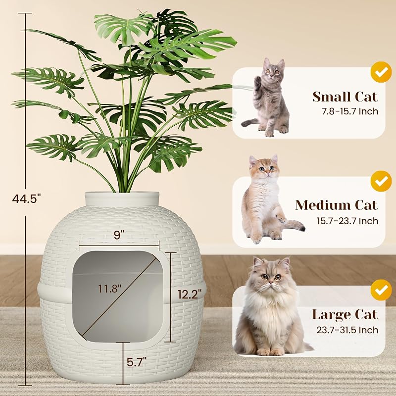 Caja arena oculta con planta artificial ratán gris