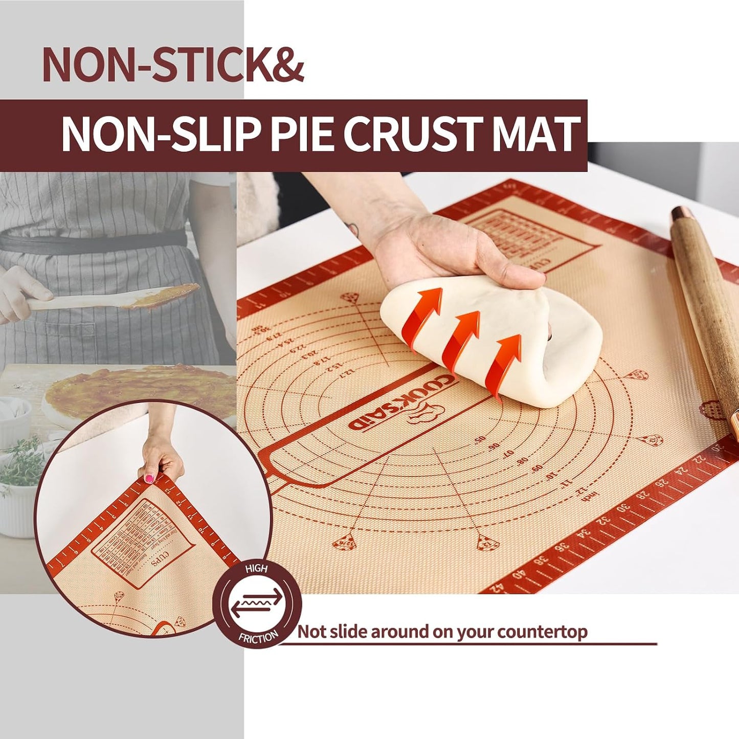 Tapete silicona antideslizante 26x16pulg para hornear y mostrar