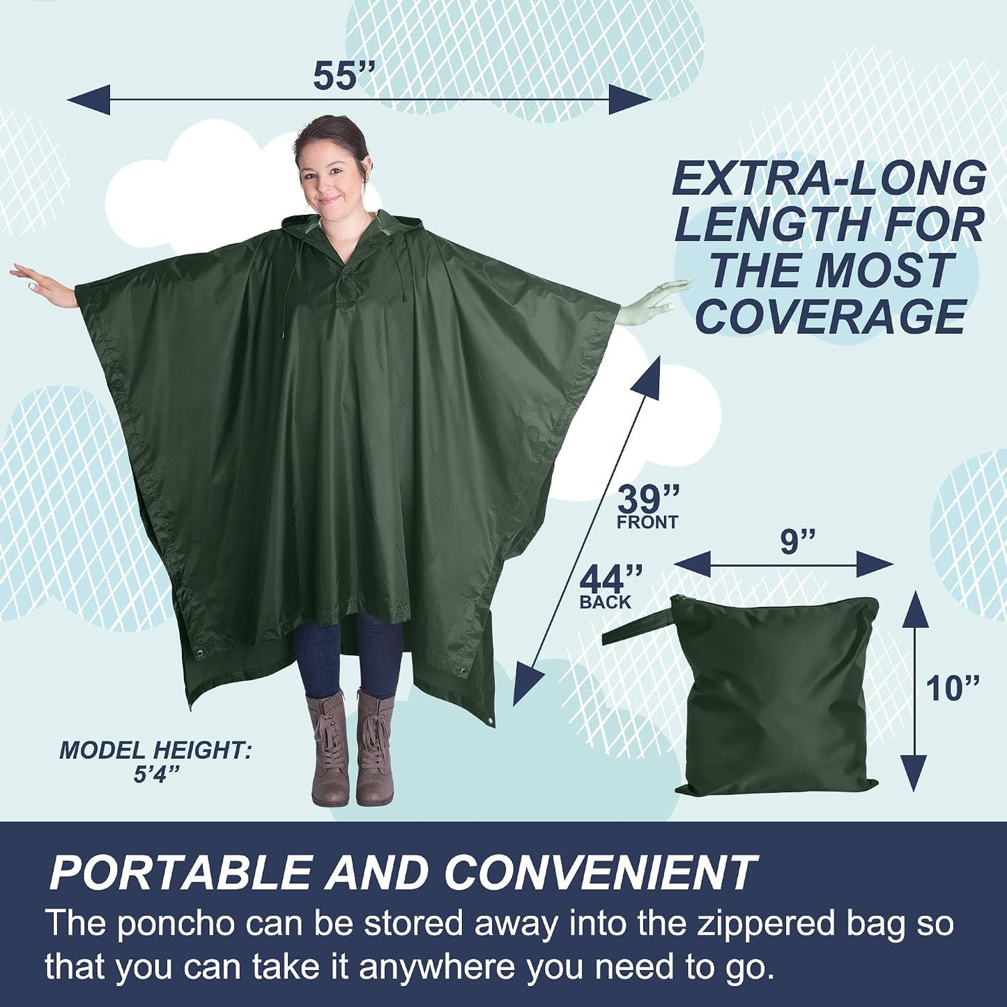 Poncho impermeable para adultos camping emergencia militar