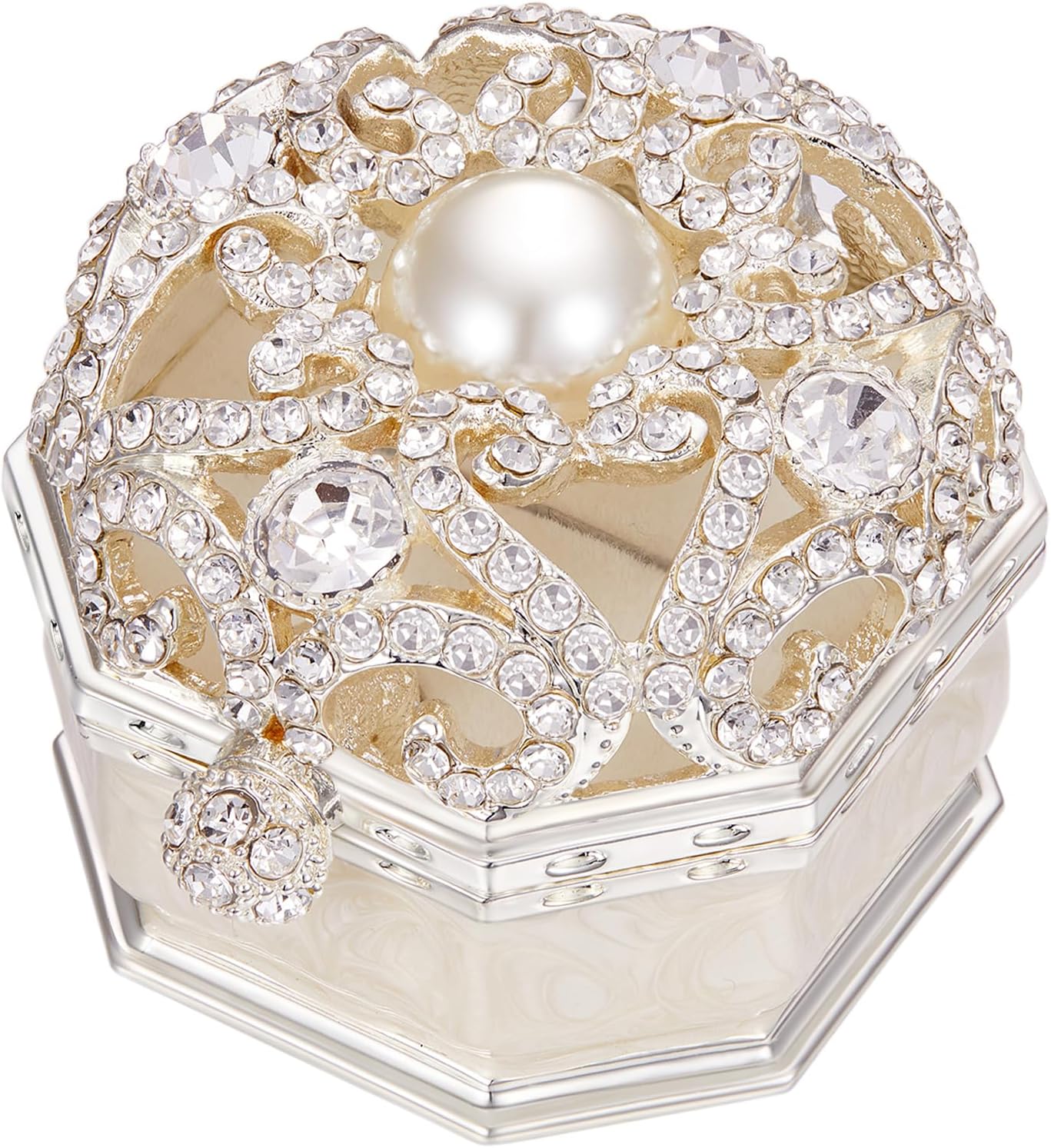 Caja doble anillo boda propuesta cristal blanco vintage