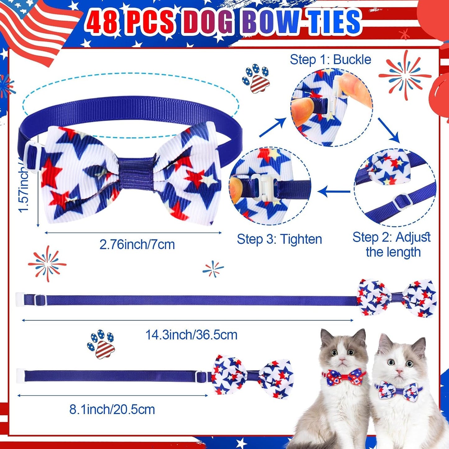 Bandanas patrióticas perros estrellas ajustables 4 de julio