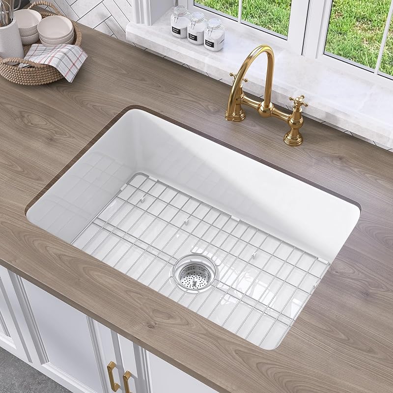 Fregadero cocina blanco 27pulg arcilla refractaria profundo