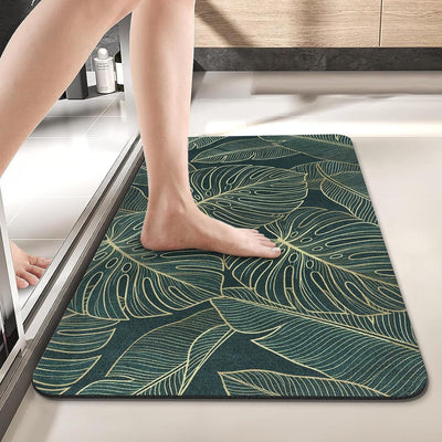 Alfombra baño hojas tropicales 17x30pulg antideslizante