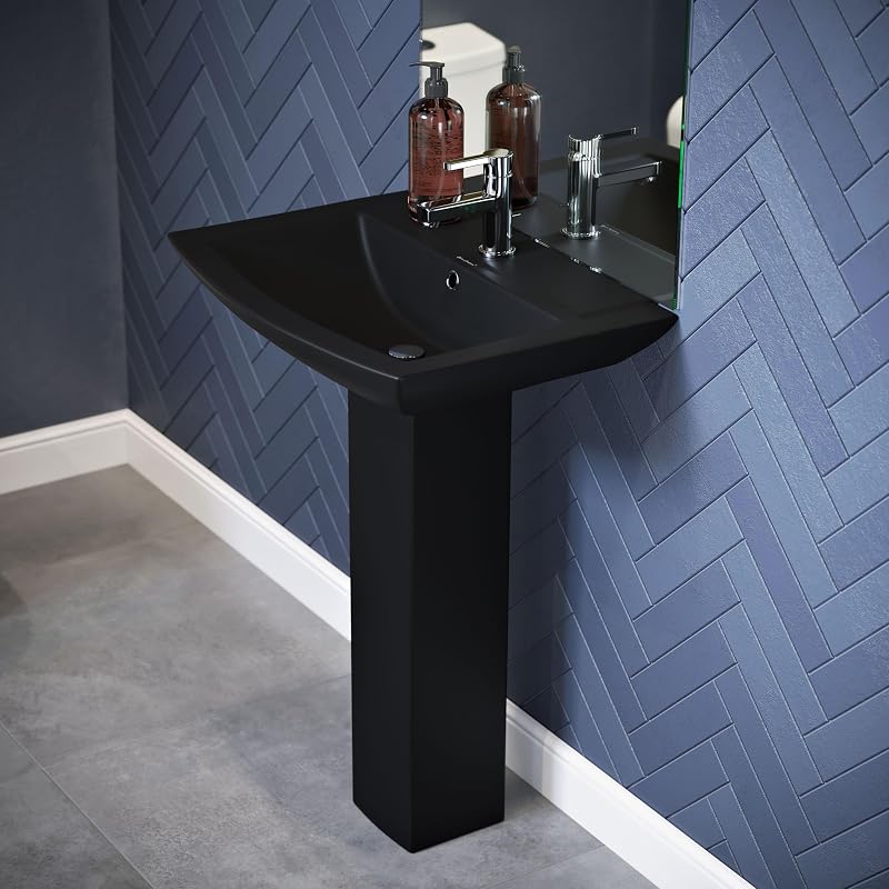Lavabo Cuadrado Dos Pzas Negro Mate