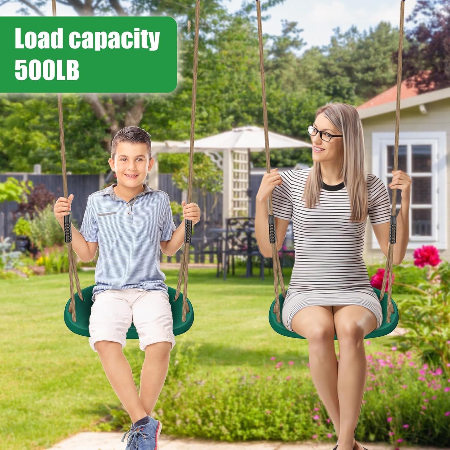 2 Asientos Columpio Capacidad 500lb Cuerda Ajustable