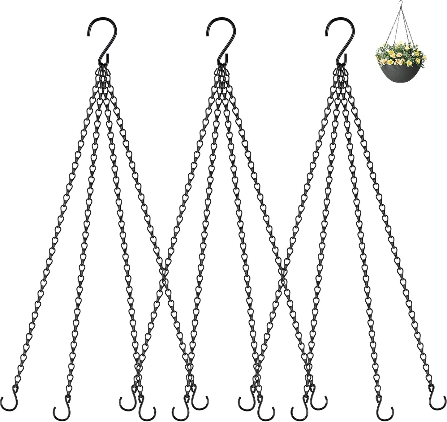 3 Cadenas 23pulg con ganchos para macetas colgantes