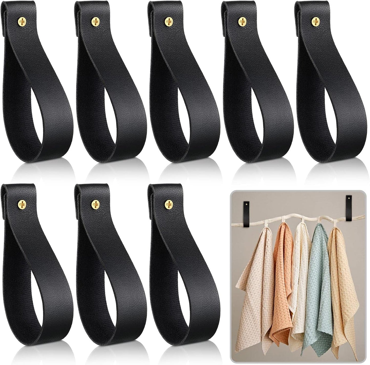 8 Ganchos Pared Cuero 1x4.7" Soporte Barra Cortina