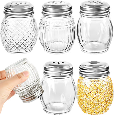 6 Pzas Cocteleras Vidrio 6oz Tapa Perforada Salero Pimentero