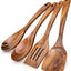 4 Cucharas Madera Acacia para Sartenes Antiadherentes