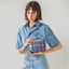 Bolsa cosméticos acolchada para mujer morado deslumbrante