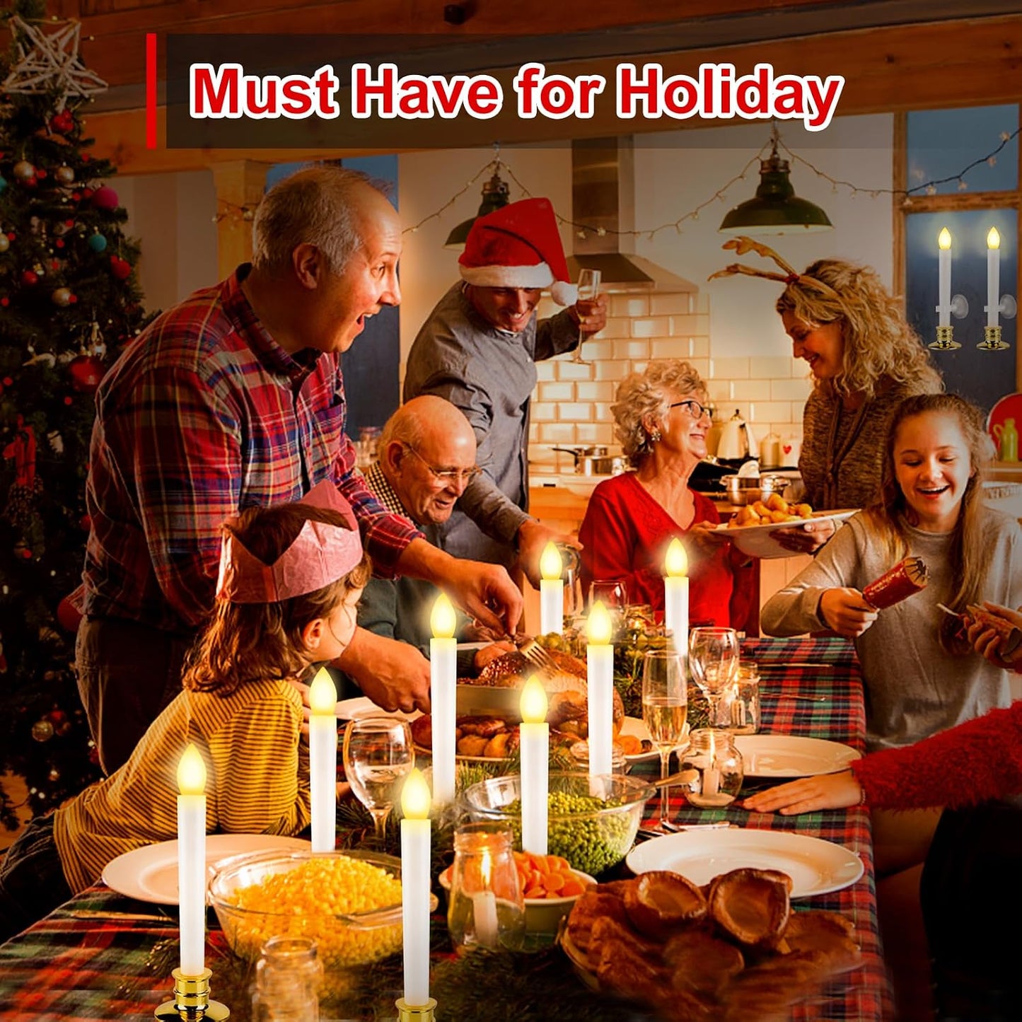 8 Velas Navideñas con Temporizador Led Control Remoto