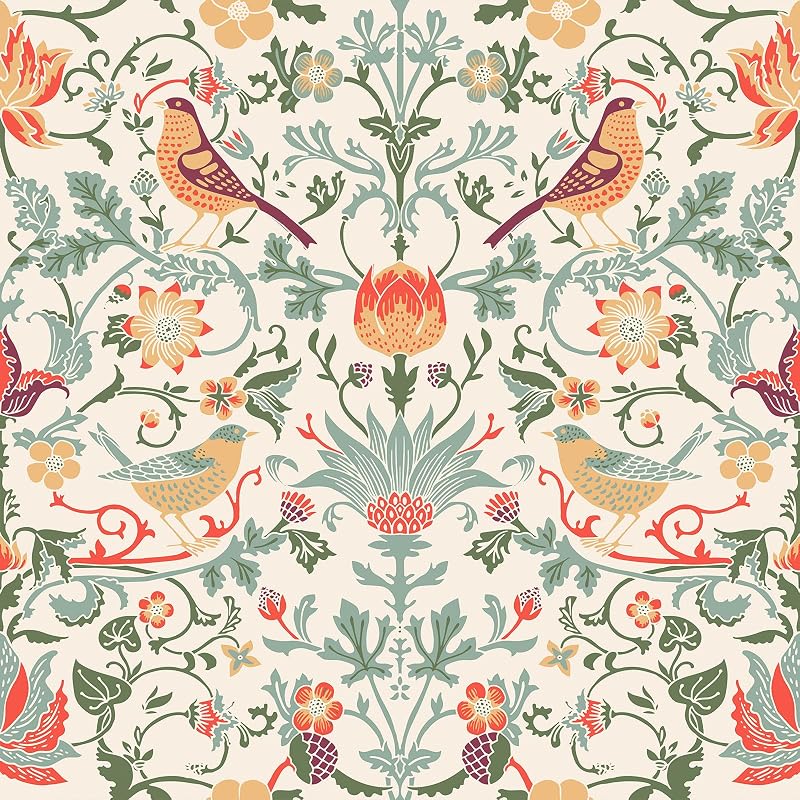Papel tapiz bohemio diseño pájaros vintage 17.7x354"