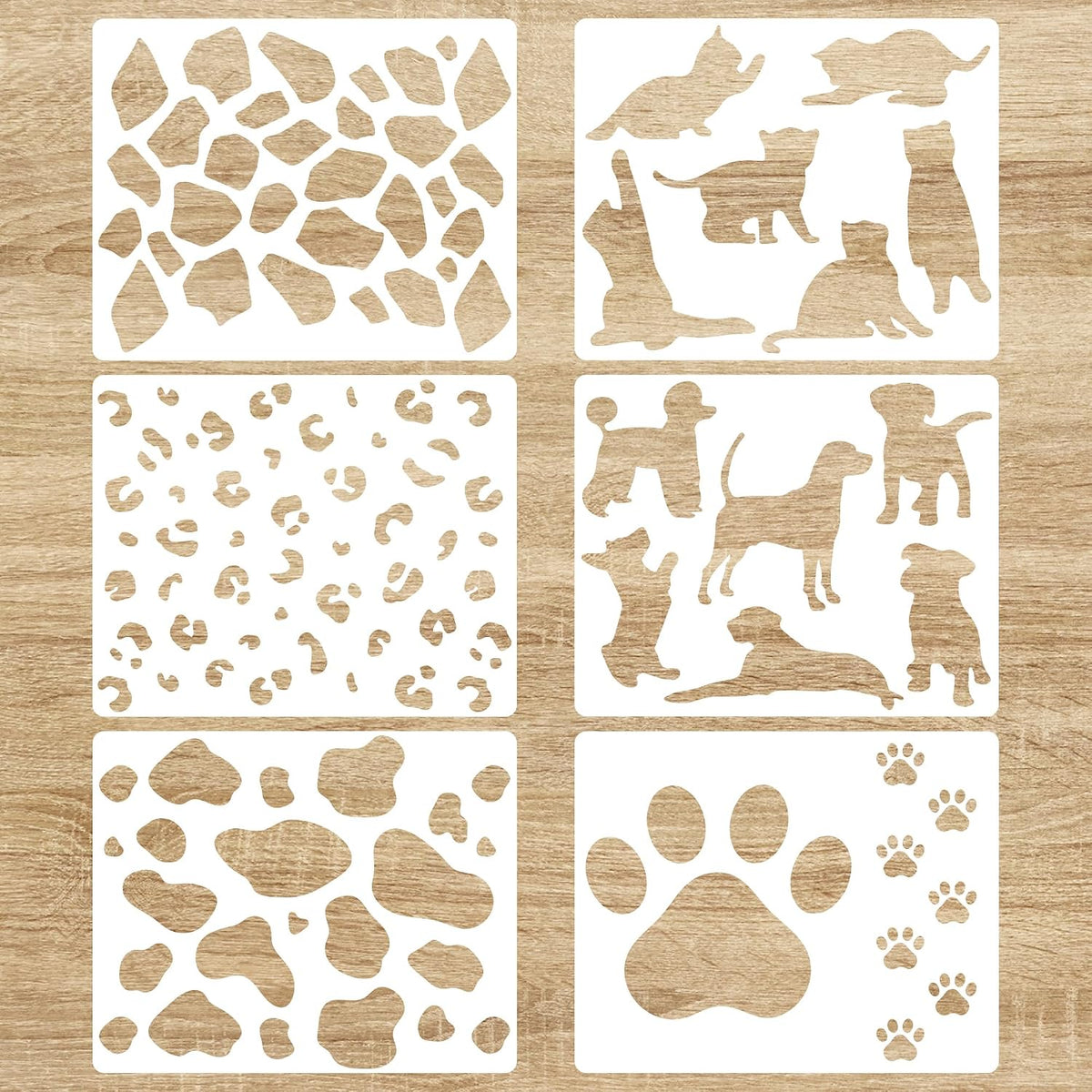 6 Plantillas Pared 14pulg Estampado Huellas Animal