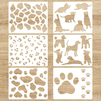 6 Plantillas Pared 14pulg Estampado Huellas Animal