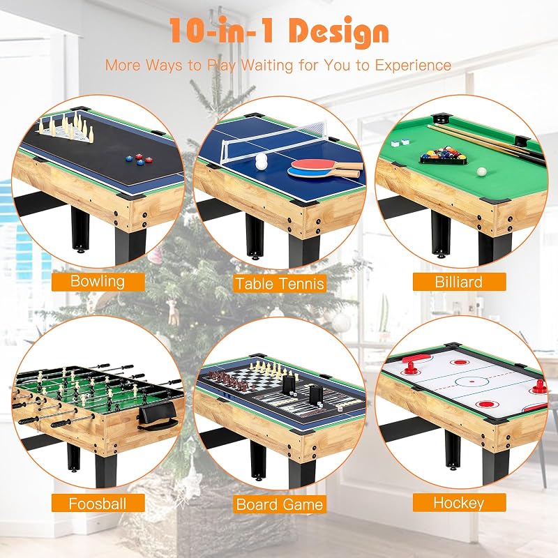 Mesa set 10 en 1 con futbolín, billar, ping pong y más