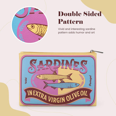 Bolsa maquillaje sardina creativa para mujer