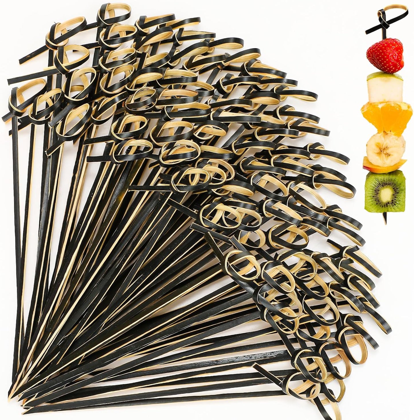 2000 Palillos Bambú 4.72pulg con Nudo Negro