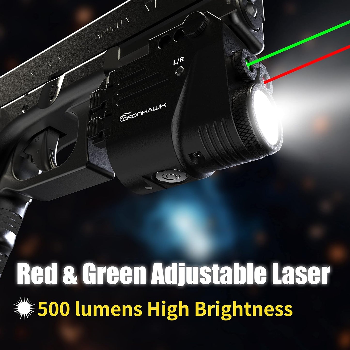 Luz láser roja y verde 500lm linterna riel doble haz