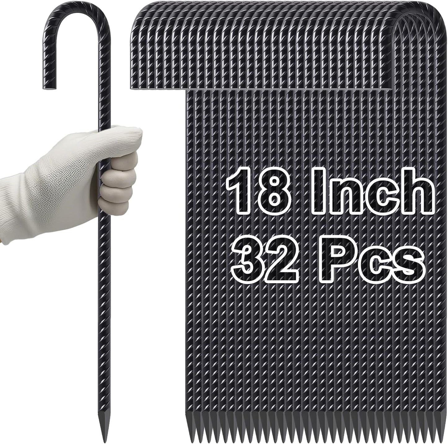 Estacas refuerzo 18" gancho J acero 32 Pzas