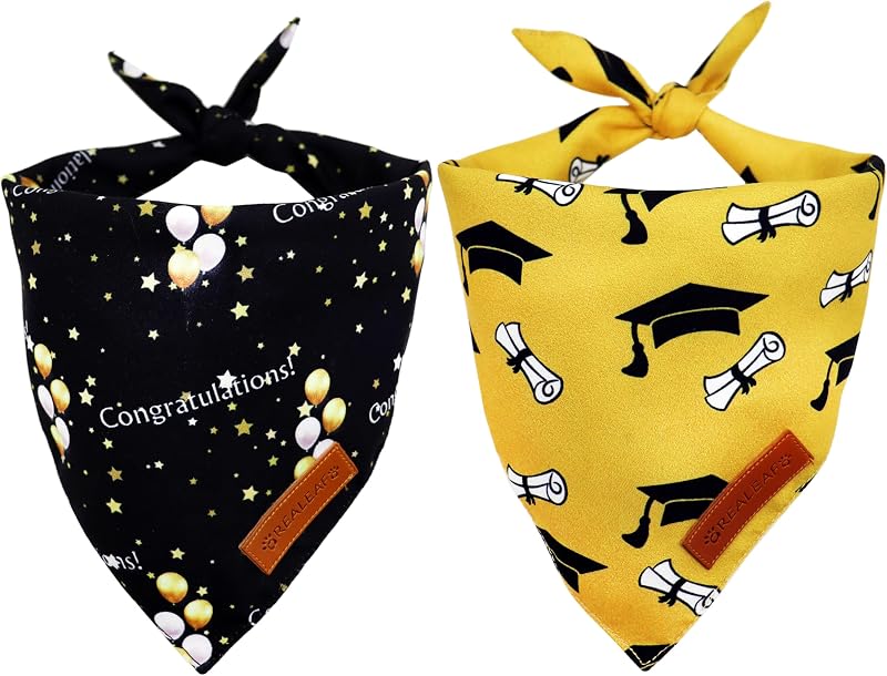 Bandanas graduación perro paquete 2 reversible tela duradera
