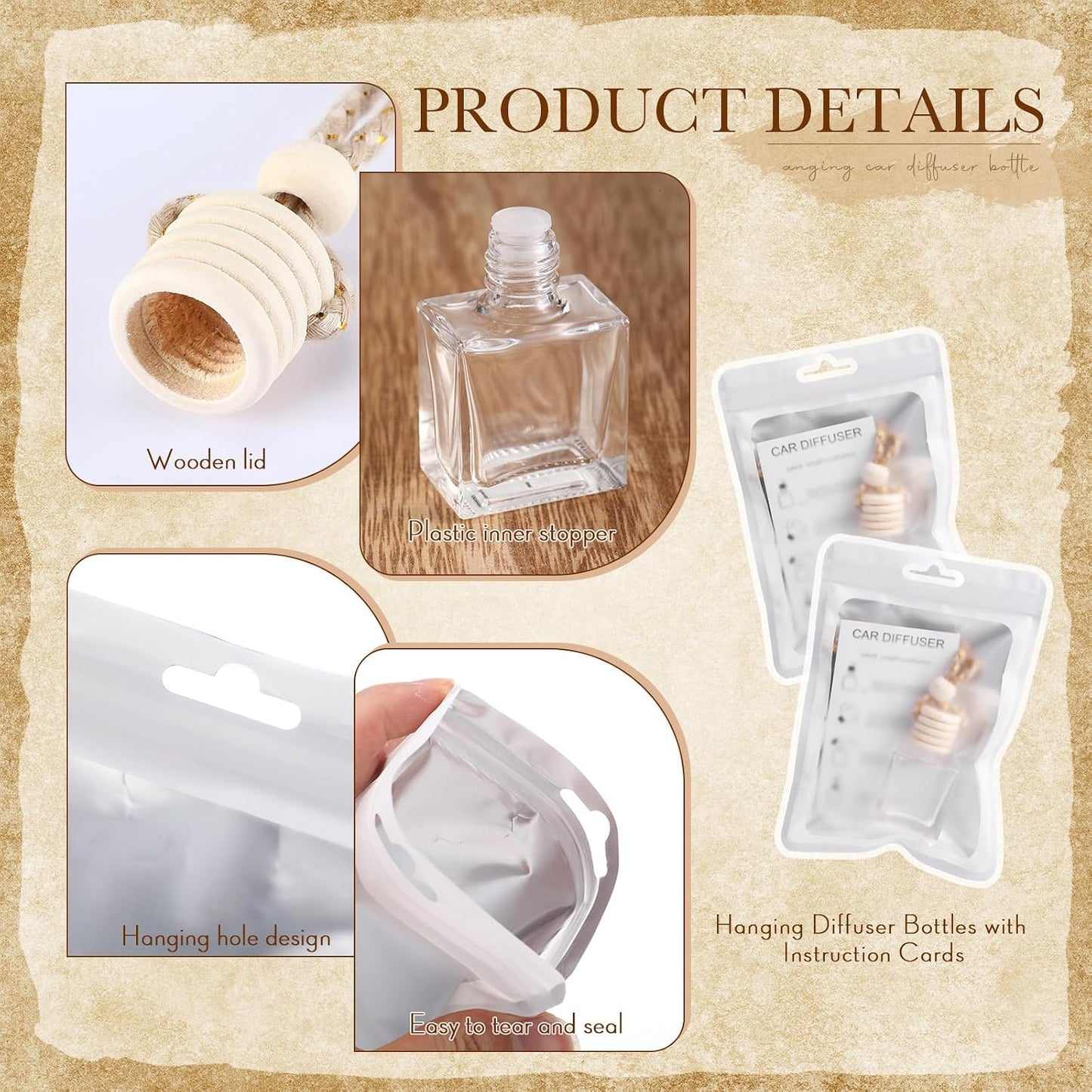 100 Set Botellas Difusoras Colgantes Auto 4x6"