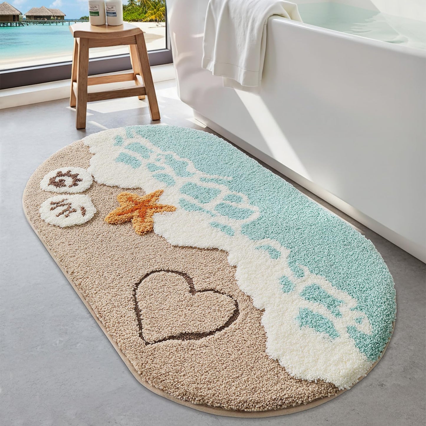 Alfombra baño antiderrap tema mar estrella de mar