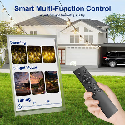 Tira luces LED exteriores 70ft control remoto 241 bombillas S11