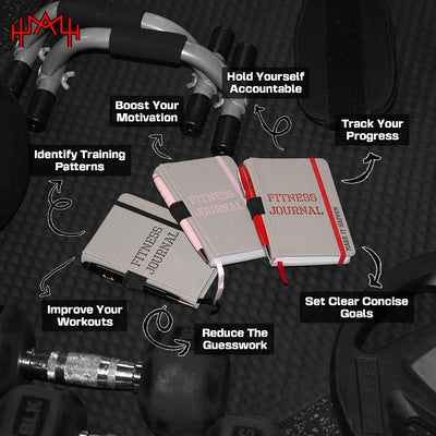 Diario A6 fitness con 93 entrenamientos y 15 objetivos