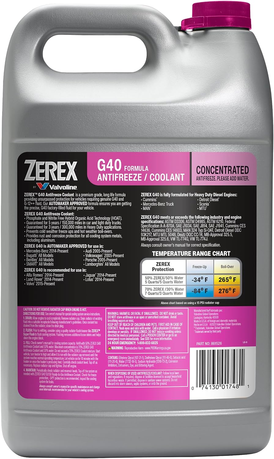 Anticongelante concentrado libre de fosfatos y nitritos G40