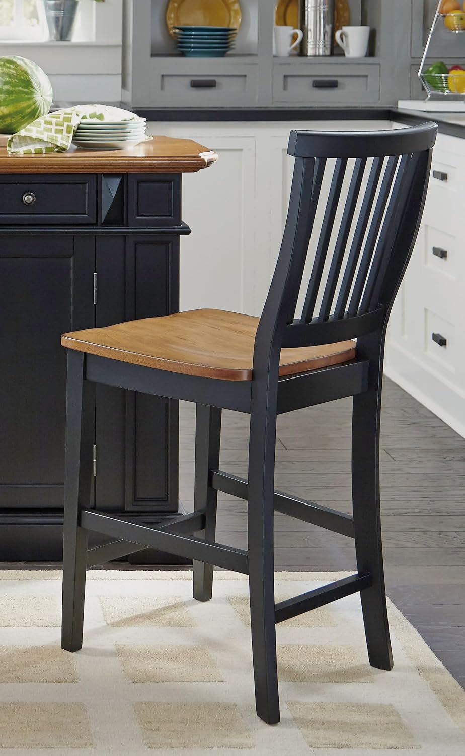 Taburete para Americana Negro de Madera Resistente