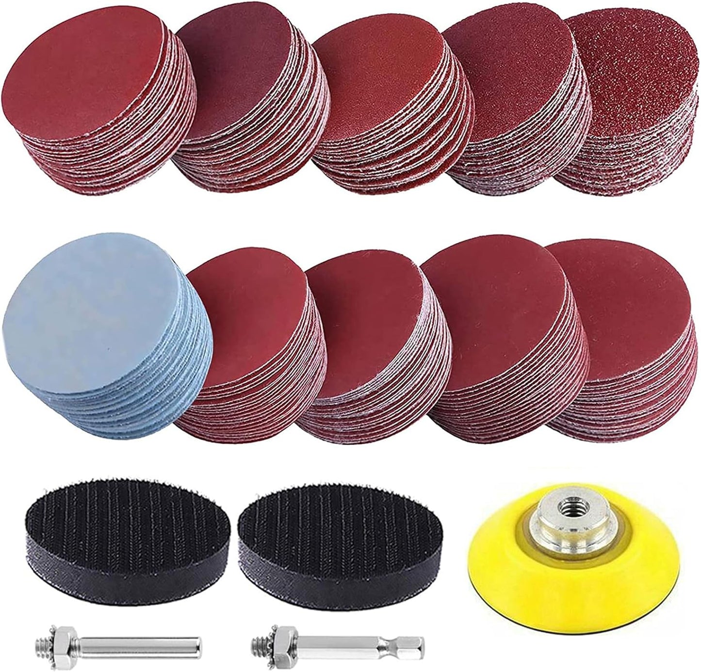 Kit 300 pzas almohadillas lijado 2pulg vástago 1/4pulg