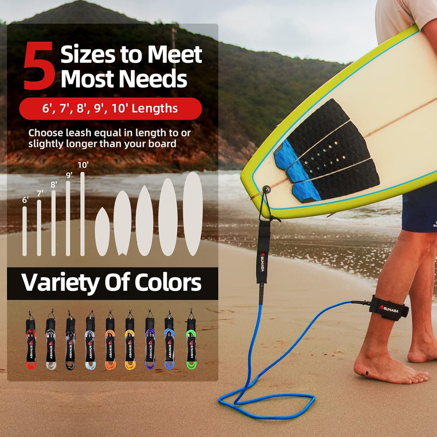 Correa tabla surf 6/7/8/9/10pies 6/7mm