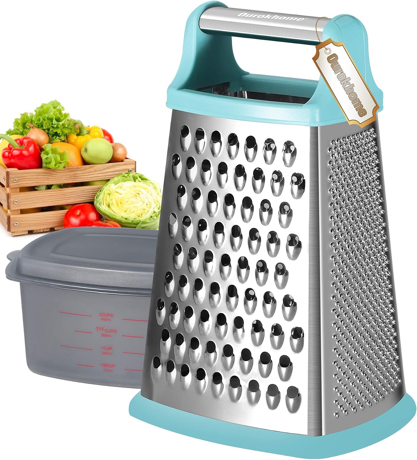 Rallador acero inox 4 lados para queso parmesano y verduras