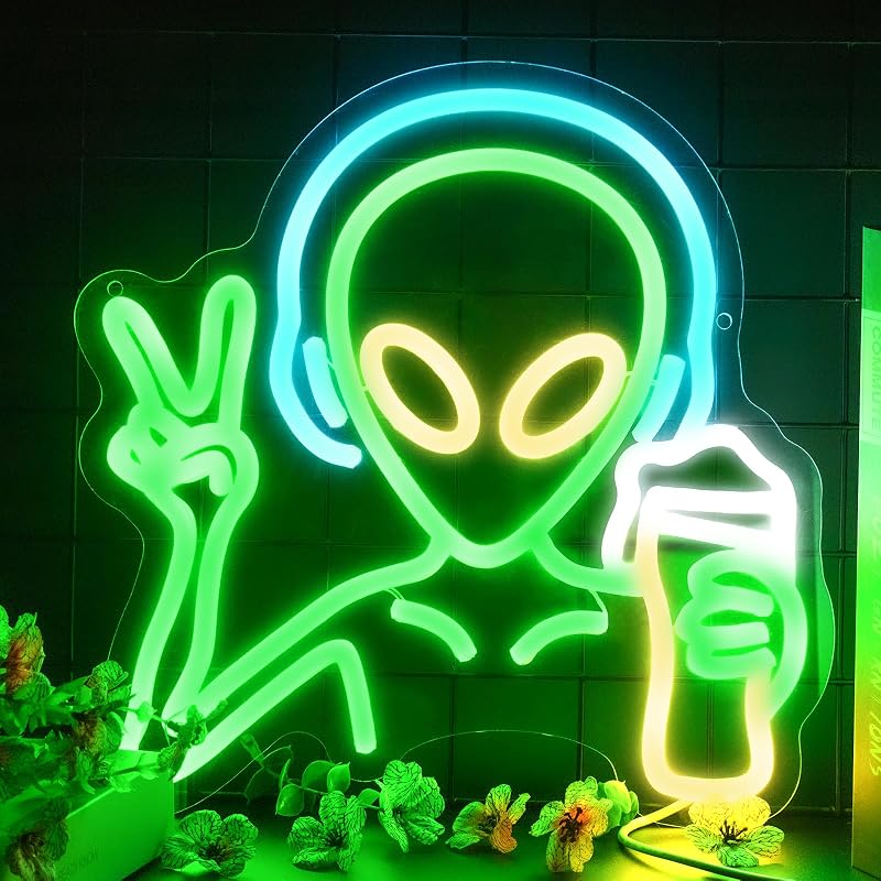 Letrero neón alienígena led usb para sala set bar dormitorio