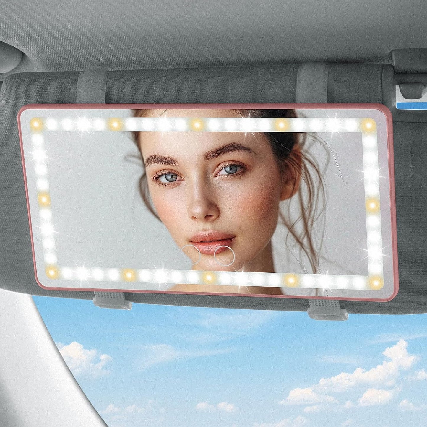Espejo automotriz con visera solar 60 LED recargable tactil
