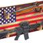 Soporte pared armas estante madera bandera patriótico
