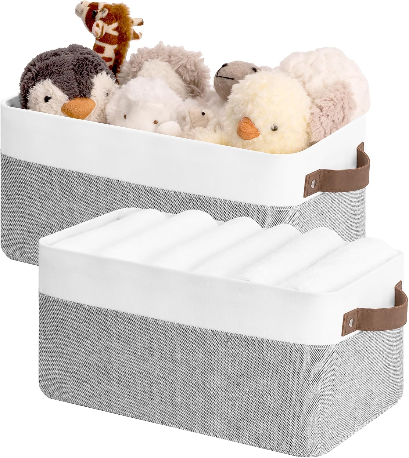 Organiz. rectangular tela asas para armario y estante gris