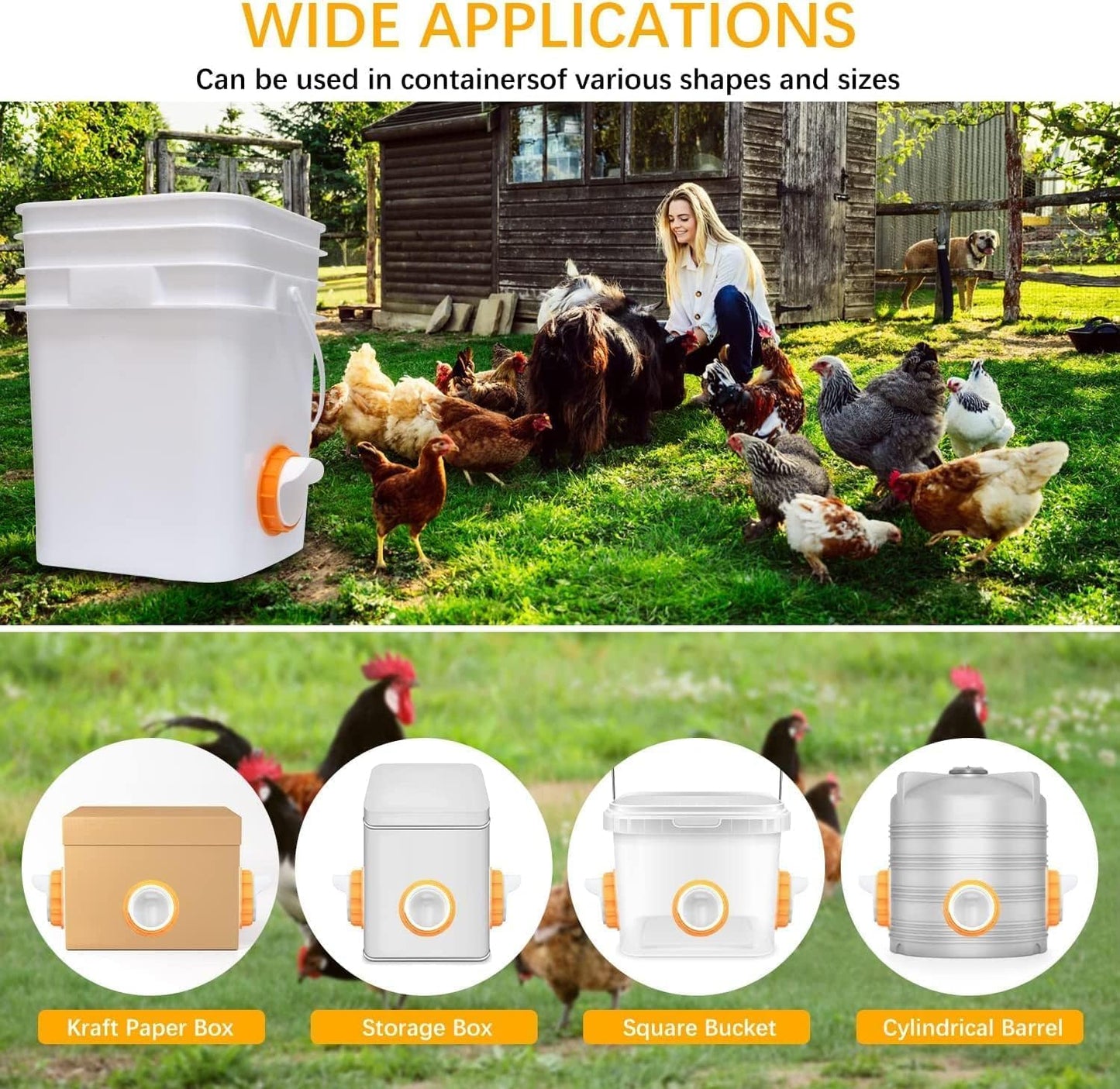 6 Comederos Pollo Con Tapas Tazas Automáticas Naranja