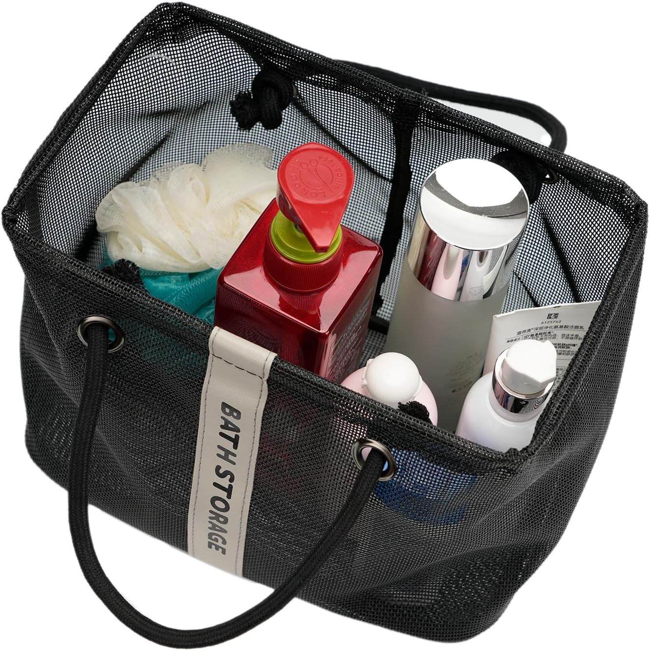 Organiz. ducha baño dormitorio pequeño negro