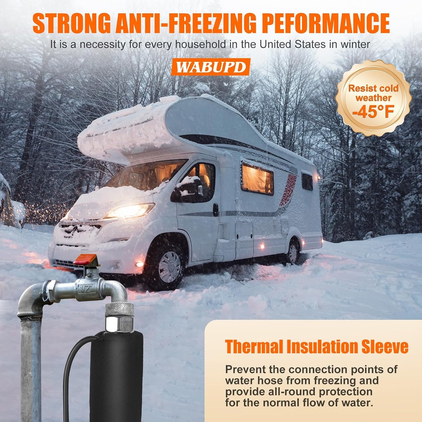 Manguera agua caliente RV 25ft anticongelante -47°F